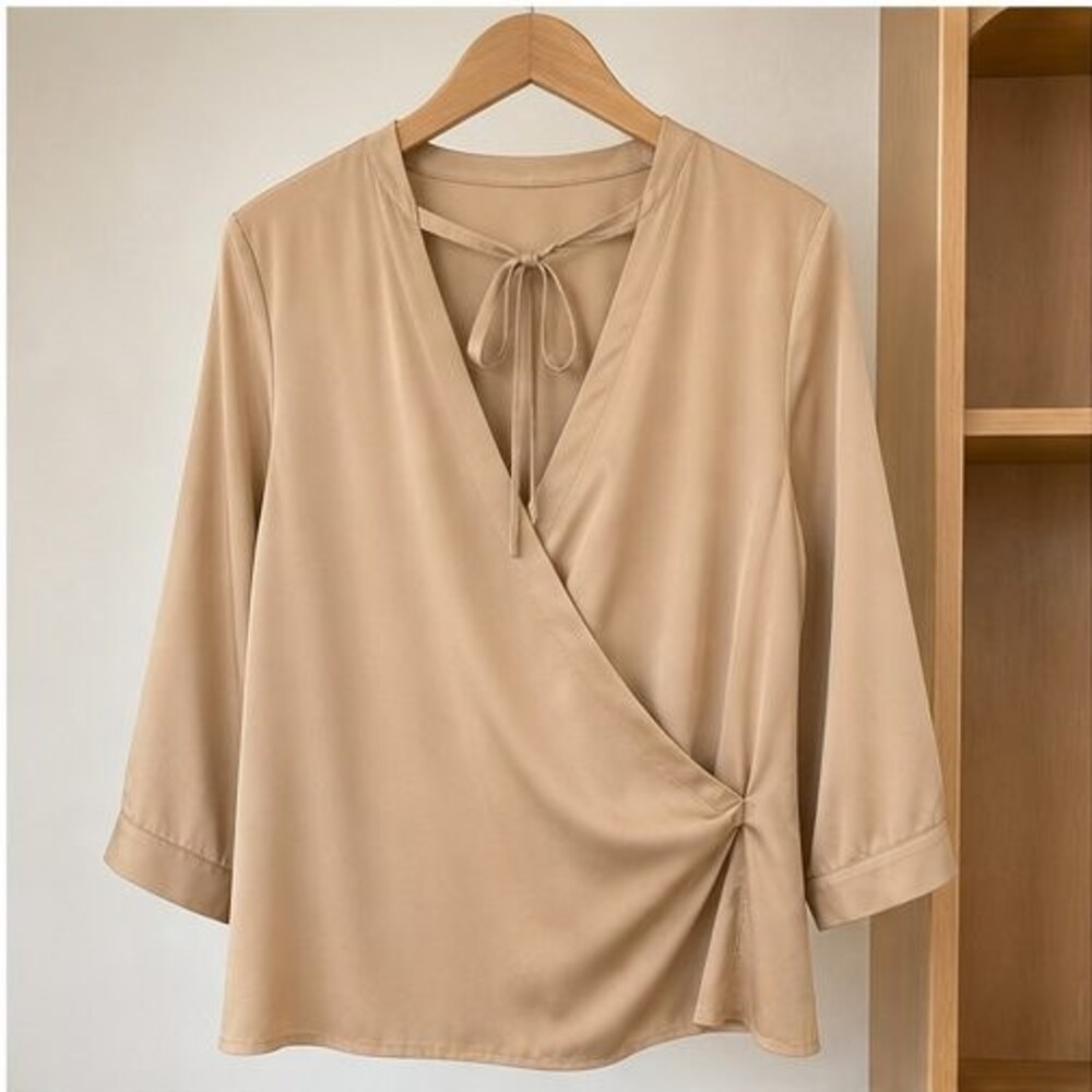 Camel Ruffle Blouse - Picture 1 of 6